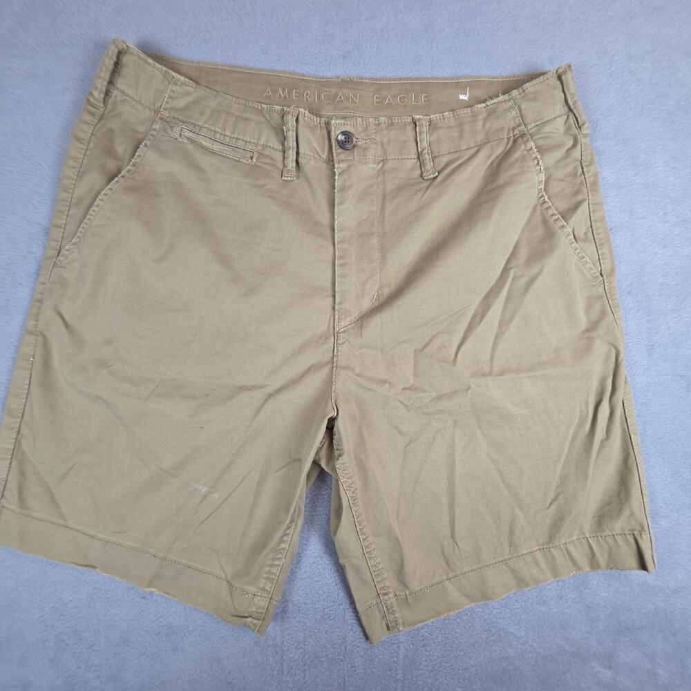 American Eagle Flex Shorts Mens 34 Khaki Chino Stretch Casual Golf Summer